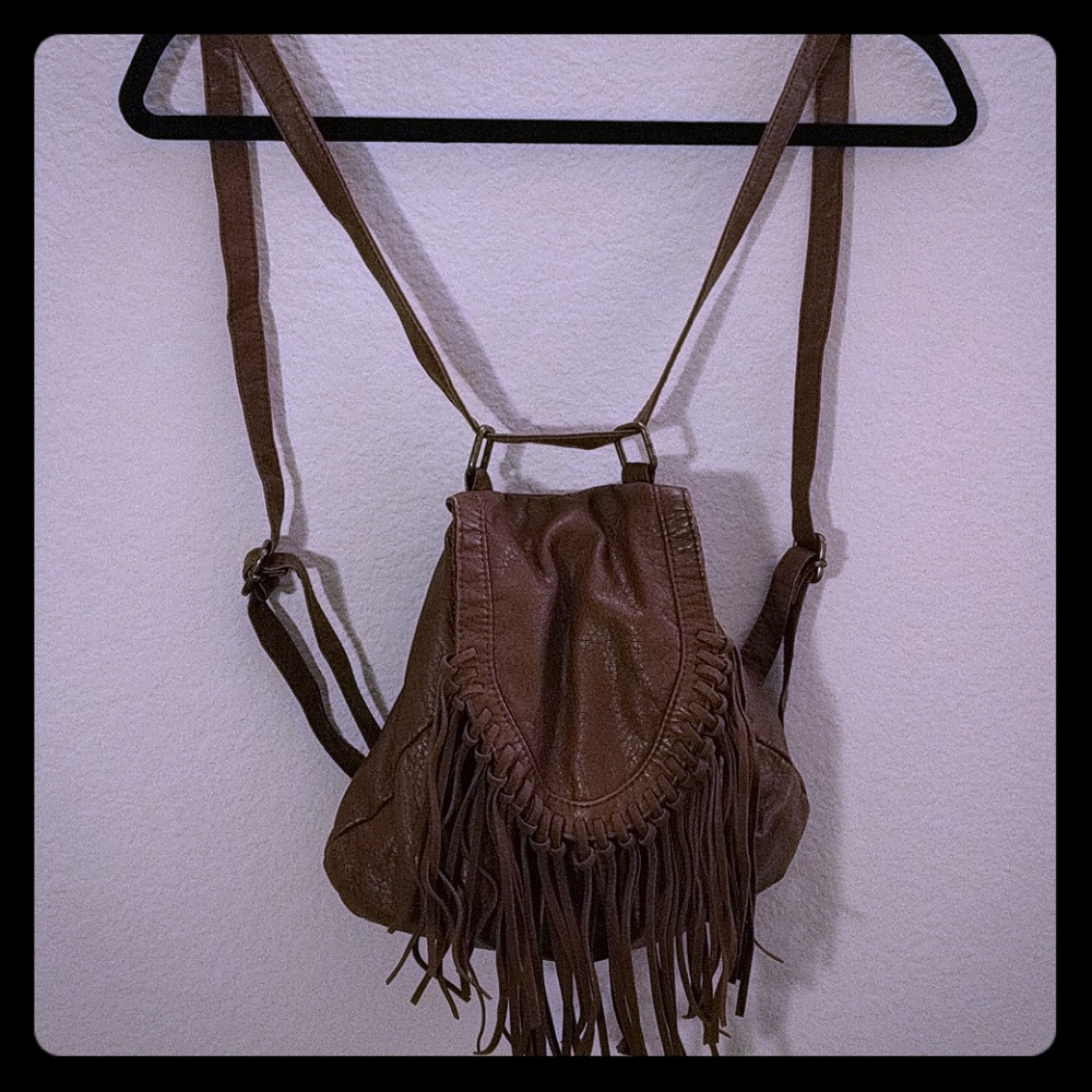 Black Poppy small brown backpack